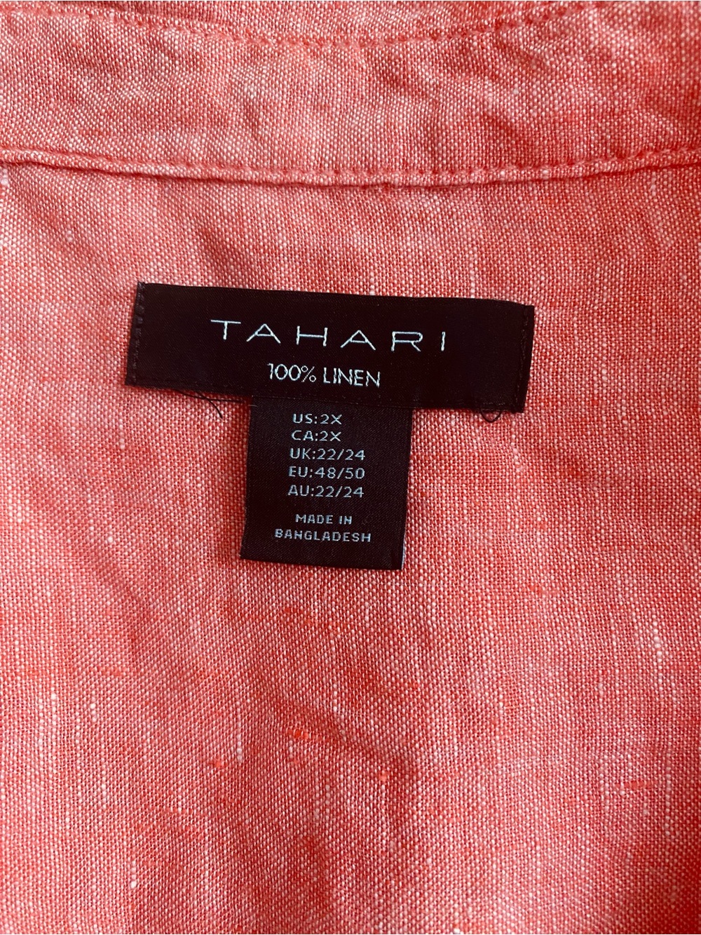 Tahari Women Light Blue 100% Linen Coastal Resort Beach Relaxed Tunic Top Sz 2X - Picture 7 of 10